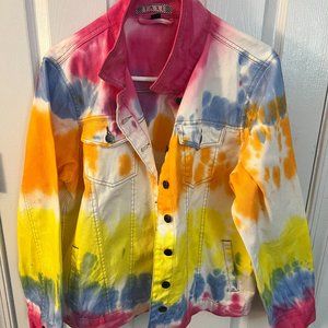 White Denim Tie-Dye Jacket
